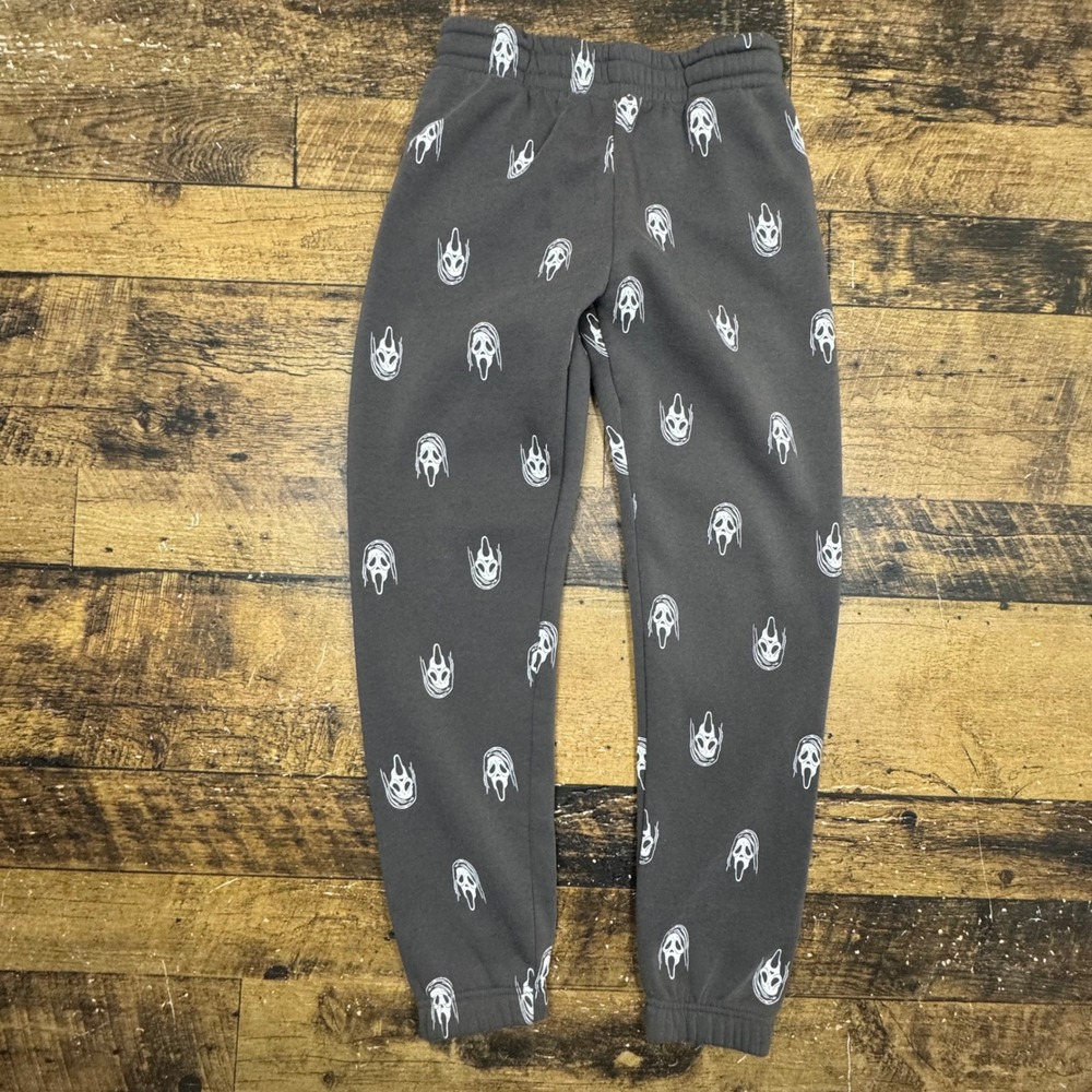 Ghostface Scream Movie Print Joggers Sweatpants Charcoal Gray Small‎ Polyester